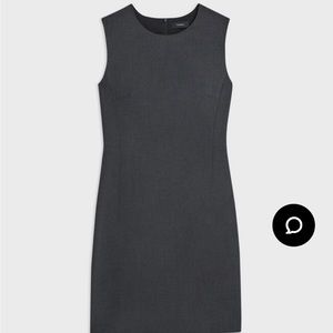 Theory Sleeveless Fitted Dress in Good Wool in Charcoal Melange